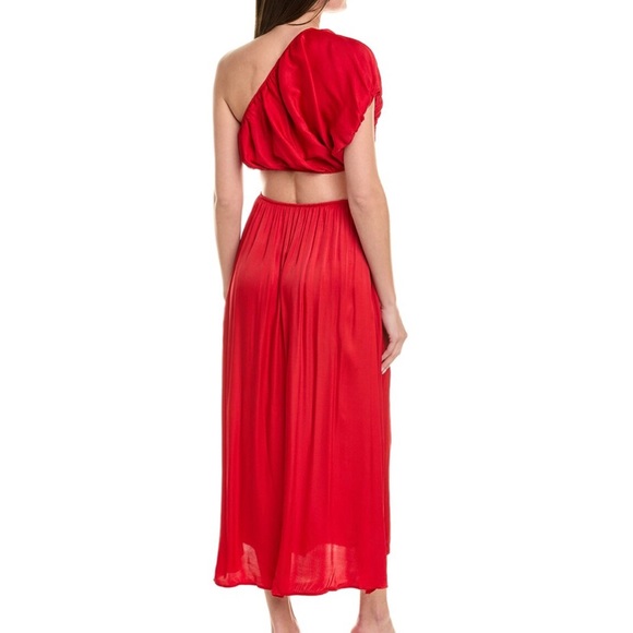 Farm Rio Red One Shoulder Waist Knot Maxi Dress w/ Pocket - Picture 3 of 3